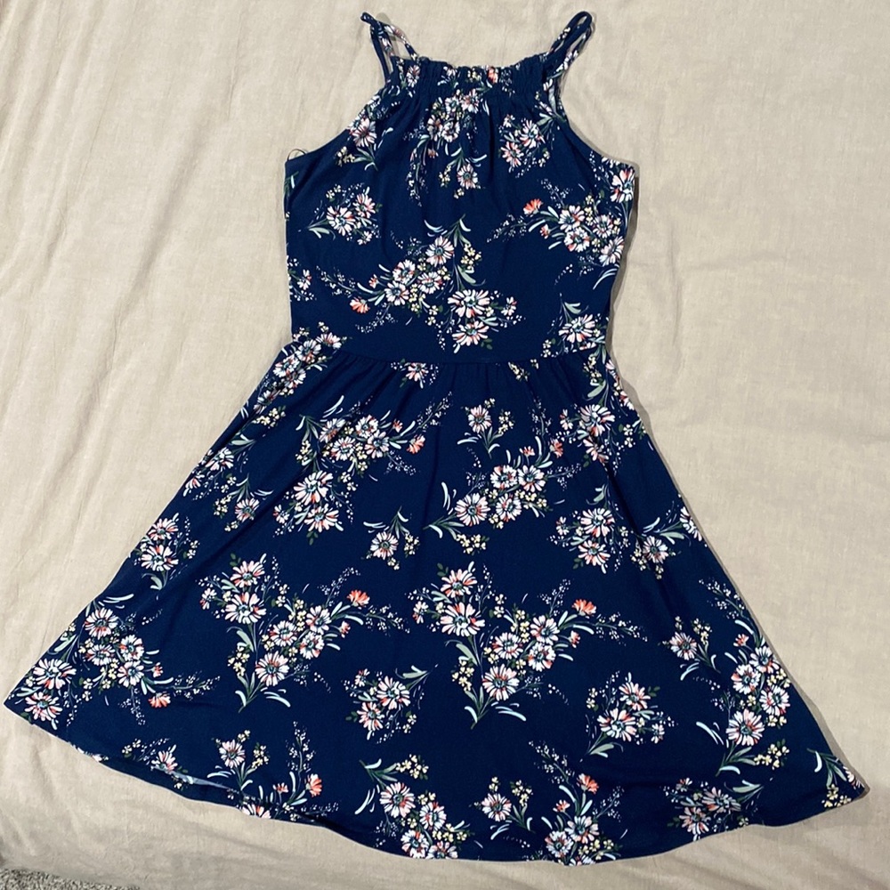 Navy blue floral dress
